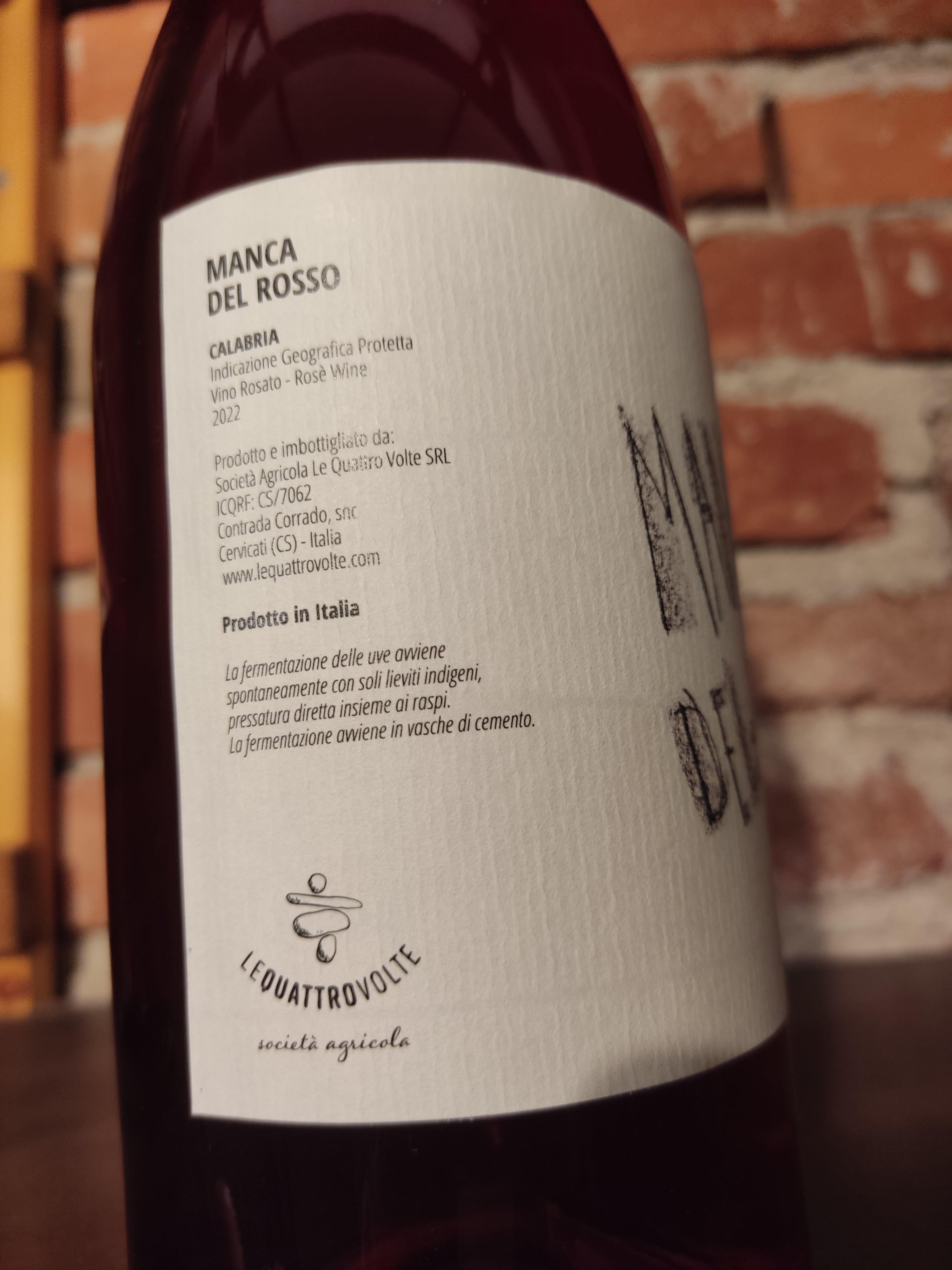 Vino rosato Manca del Rosso, Le Quattro Volte – 0,75 cl