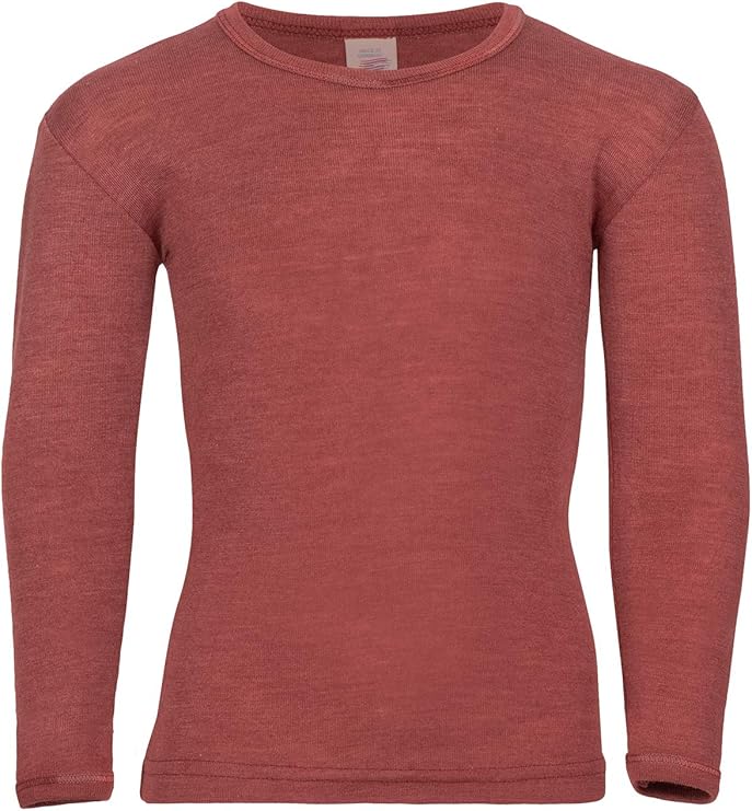 Maglietta in lana e seta a manica lunga per bimbi grandi - rame