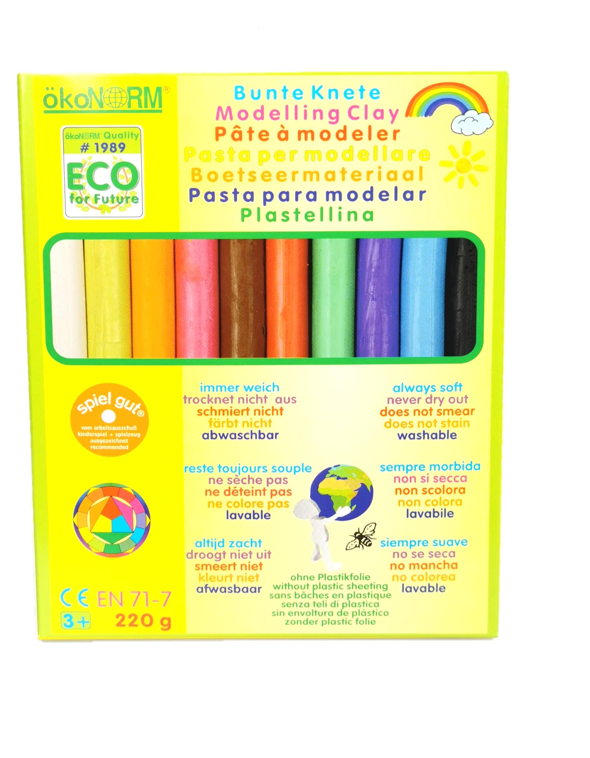 Pasta modellabile colorata, 220 g, sempre morbida - 10 colori