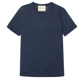 Maglietta in lana e seta a manica corta bambino blu navy - Engel