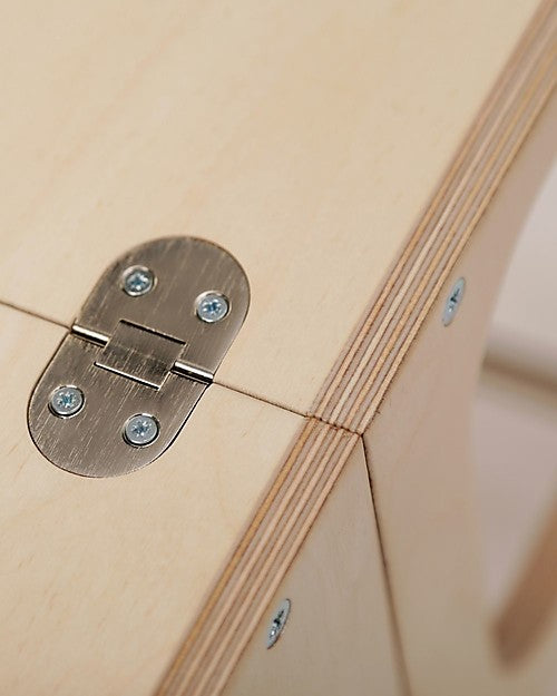 Torre Montessoriana Convertibile Step'n'Sit, Legno Naturale con Cinghie Argento