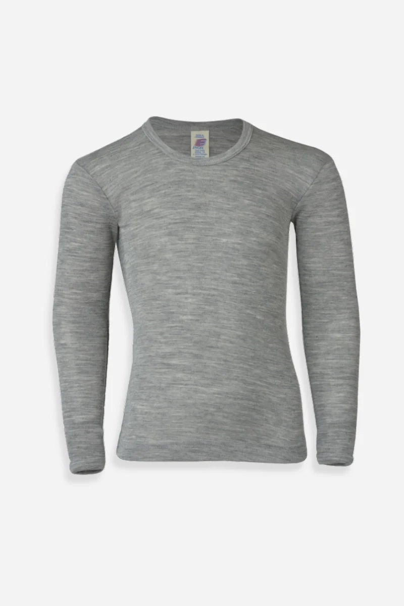 Maglietta in lana e seta a manica lunga per bimbi grandi - grigio