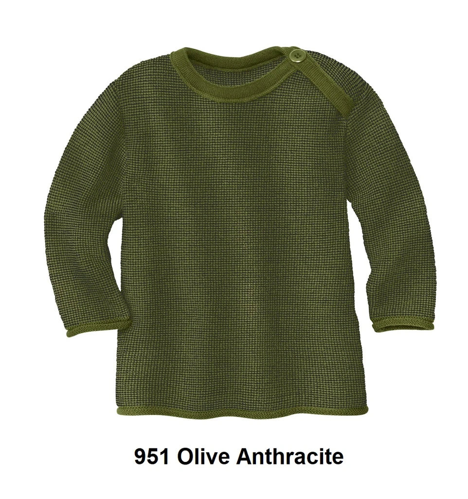 Maglioncino "melange jumper" in maglia di lana (0-3 anni) // olive antracite