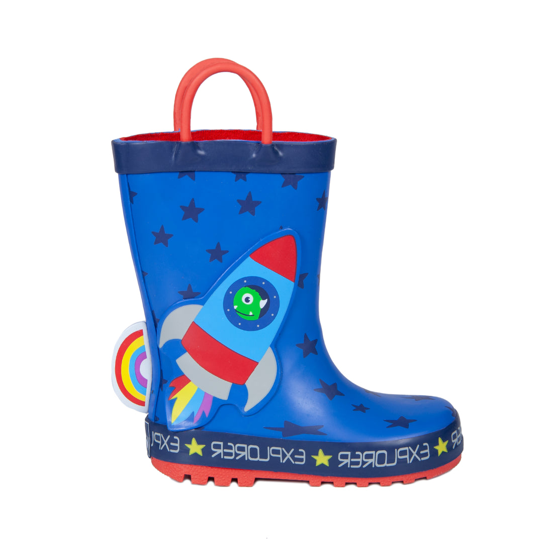 Stivali da pioggia di gomma per bimbi 22-33 fantasia Razzo