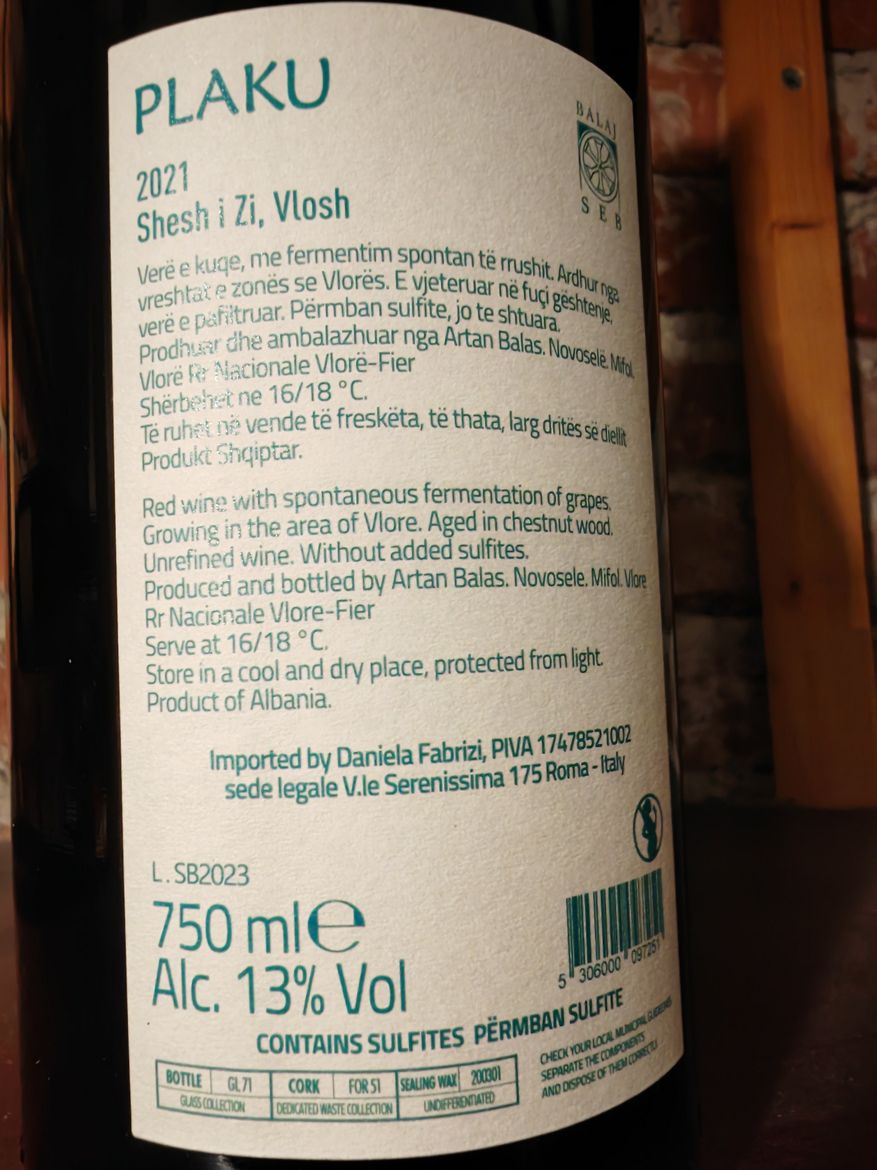 Vino rosso - Plaku, cantina Seb Balaj winery