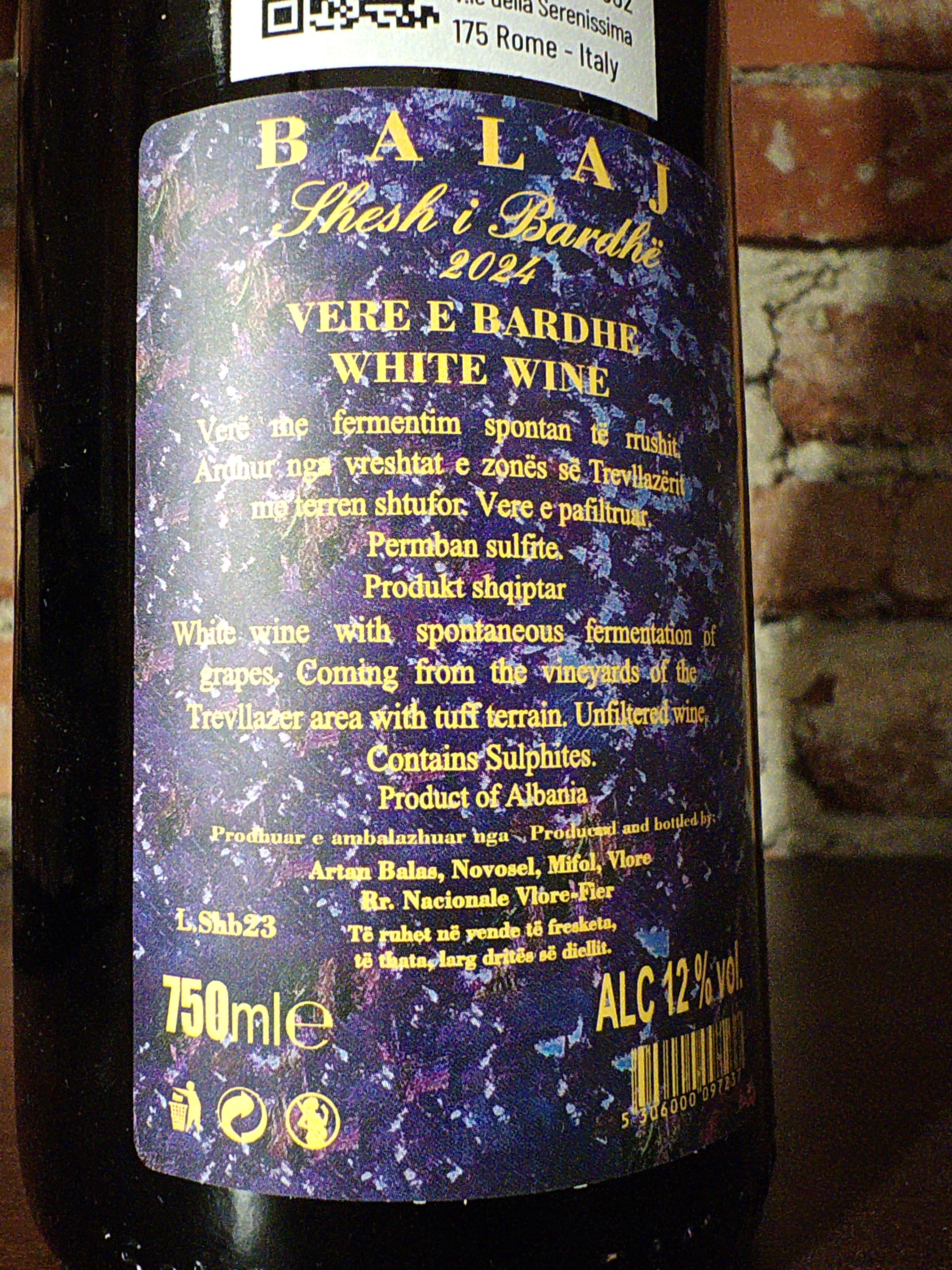 Vino bianco - Shesh i bardh, cantina Seb Balaj winery