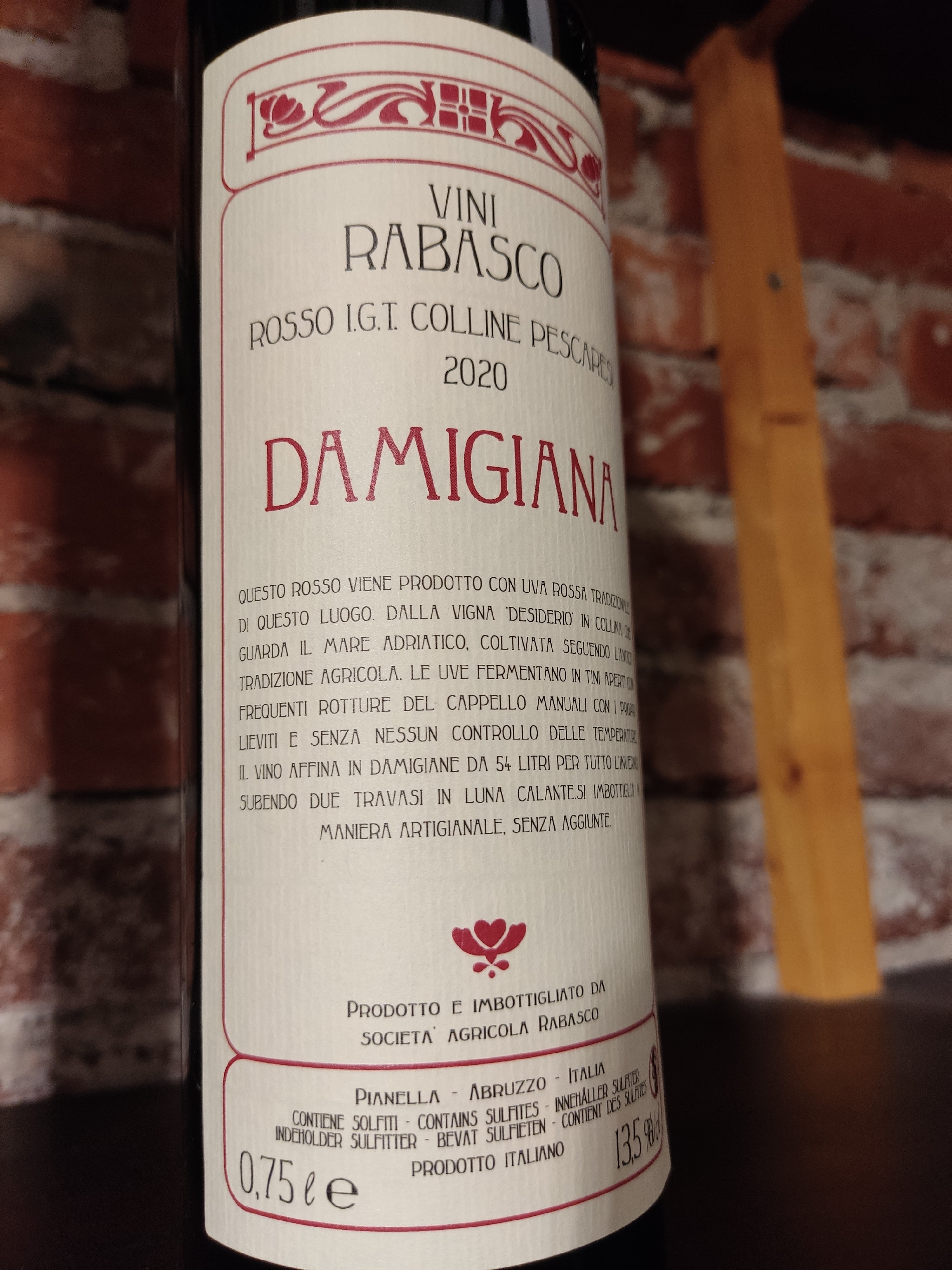 Vino rosso Damigiana di Rabasco –   75 cl