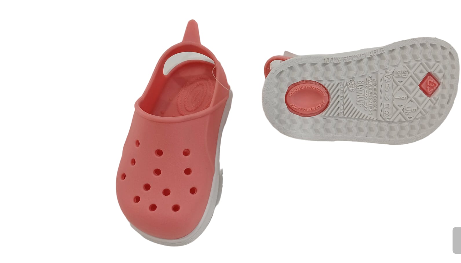 Boatilus Sandali in gomma (PVC riciclato) per Bambini - Cloggy Coral/ White – Estivi, Leggeri, Sostenibili