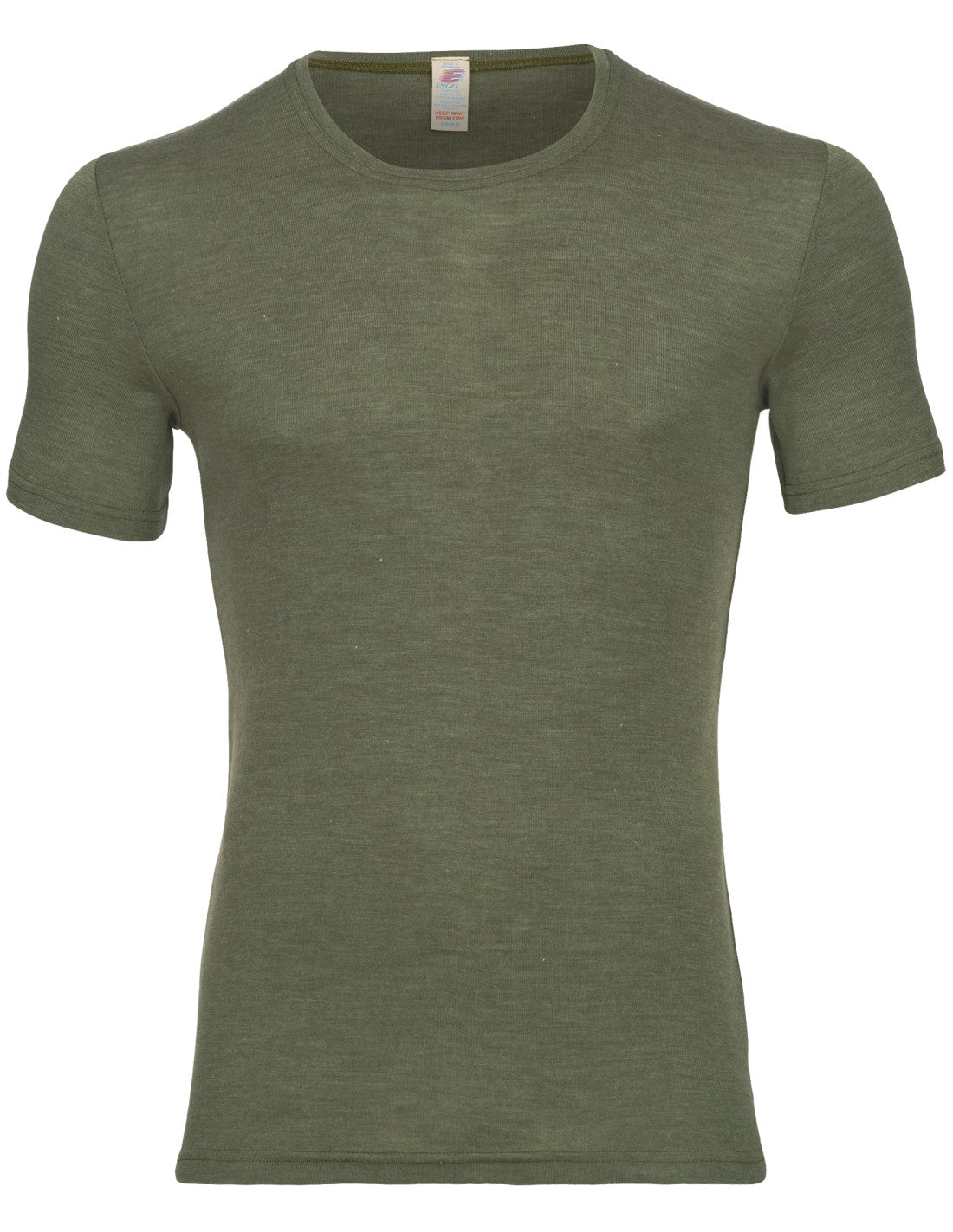 Maglietta manica corta uomo, lana e seta, oliva