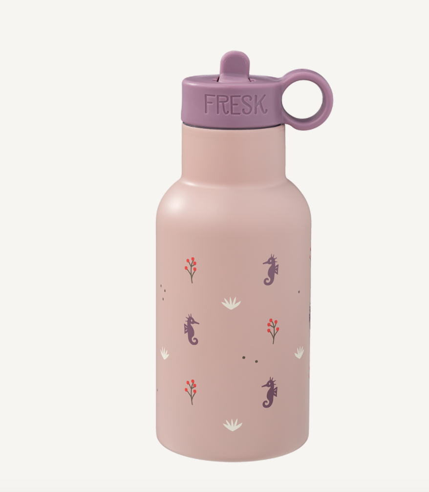 Borraccia termica in acciaio con cannuccia per bimbi 350 ml- Sea Horse cavallucci marini